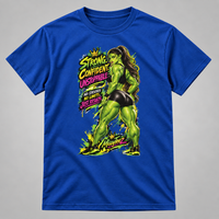 Load image into Gallery viewer, MissyTeez Strong Confident Unstoppable royal blue T-shirt on soft gray background
