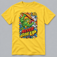 Load image into Gallery viewer, Never Give Up daisy T-shirt on soft gray background