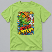 Load image into Gallery viewer, Never Give Up kiwi T-shirt on soft gray background