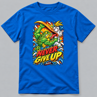 Load image into Gallery viewer, Never Give Up royal blue T-shirt on soft gray background